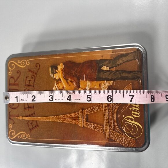 Eiffel Tower Paris Tin Delaunay Levielle Couple Biscuit Tin Vintage - Picture 6 of 11